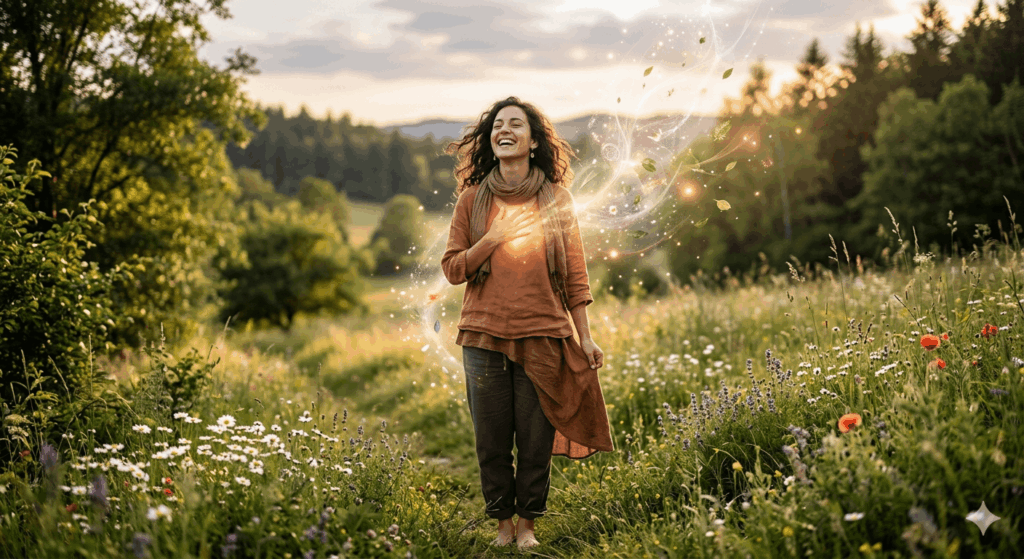 glückliche Frau Liebe spirituelle Energie Einfach Ganz Ich Sidebar 1